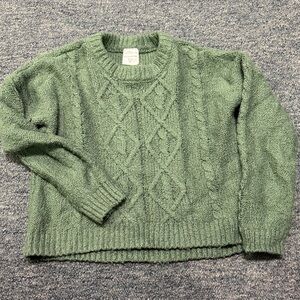 Abercrombie kids Cozy Green Cable Knit girls Sweater Size 9/10